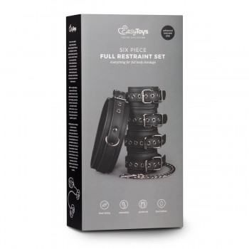 Fetish Set con Collar y 4 esposas Piel Negras ET372