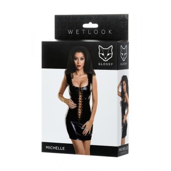 Minivestido Wetlook Negro Michelle Talla S