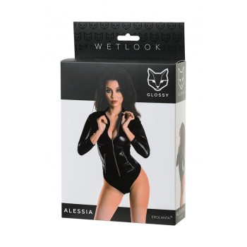 Body Wetlook Negro con cremallera Alessia Talla S