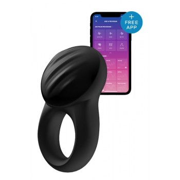 Signet Ring Negro incl. Bluetooth y App - 10 modos - Anilla Recargable