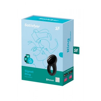 Signet Ring Negro incl. Bluetooth y App - 10 modos - Anilla Recargable