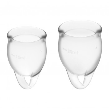 Feel confident Menstrual Cup Transparente Set de 2 Copas Vaginales Satisfyer