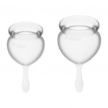 Feel good Menstrual Cup Transparente Set de 2 Copas Vaginales Satisfyer