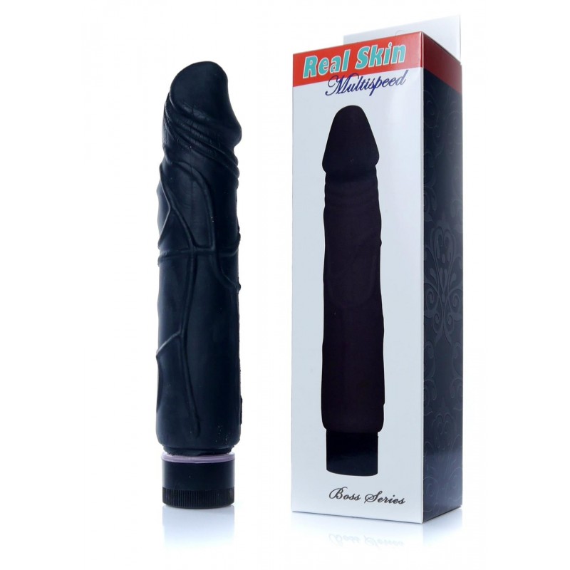 Vibrador Negro Real Skin TPE 22x4cm