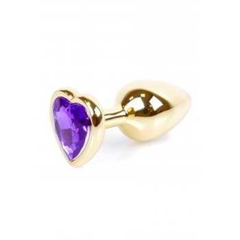 Joya Anal Corazón Dorado - Morado Aluminio - Talla S