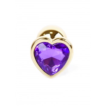 Joya Anal Corazón Dorado - Morado Aluminio - Talla S