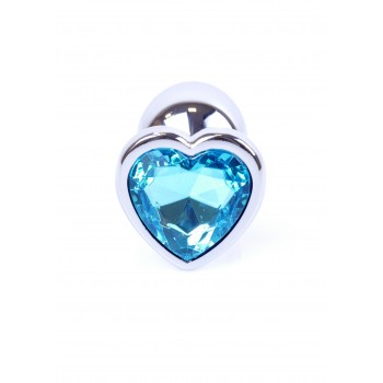 Joya Anal Corazón Plateado - Azul Turquesa Aluminio - Talla S