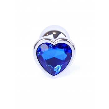 Joya Anal Corazón Plateado - Azul Aluminio - Talla S