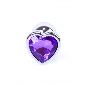 Joya Anal Corazón Plateado - Morado Aluminio - Talla S