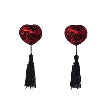 Pezoneras Burlesque GIPSY - Corazón con Pompon Rojas Lentejuelas