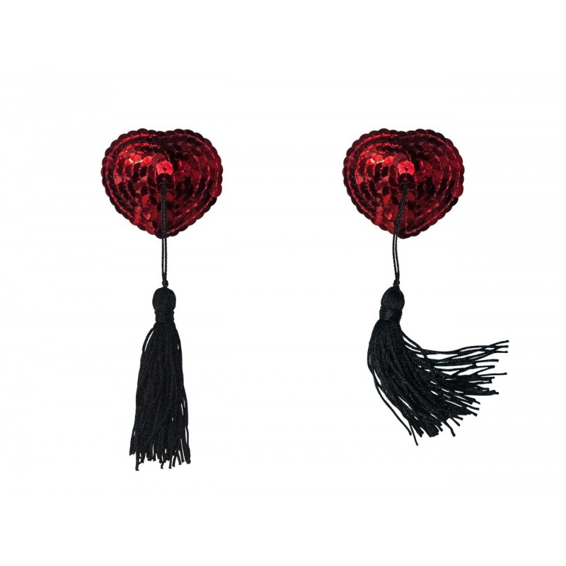 Pezoneras Burlesque GIPSY - Corazón con Pompon Rojas Lentejuelas