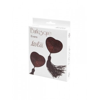 Pezoneras Burlesque EVANS - Corazón con Pompon Negras con relieve Rojo