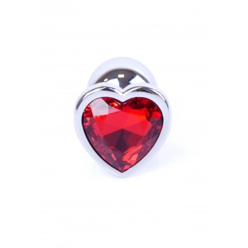 Joya Anal Corazón Plateado - Rojo Aluminio - Talla S