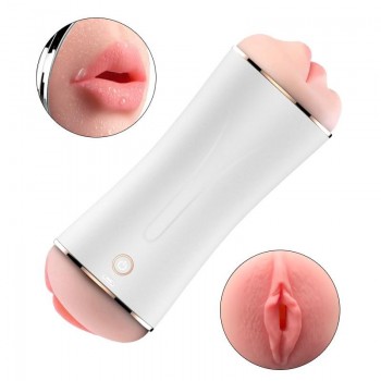 Vagina y Boca Recargable, interactivo con sensor de movimiento ,10 modos de vibración Masturbador Ciberskin