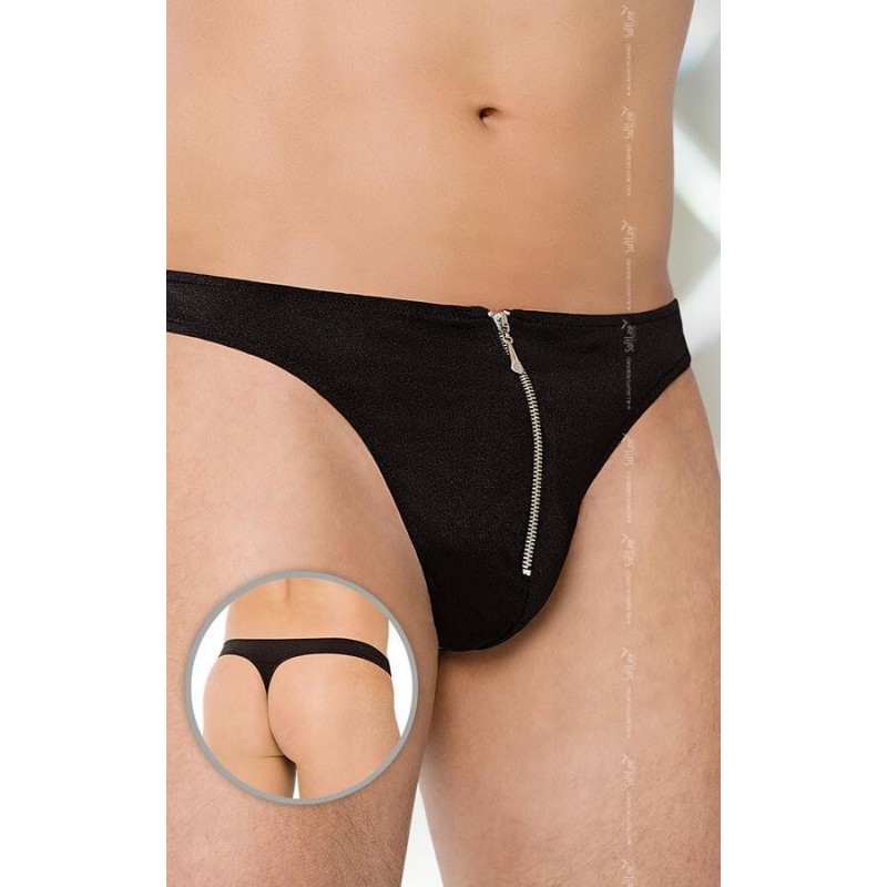 Tanga Cremallera Negro 4501