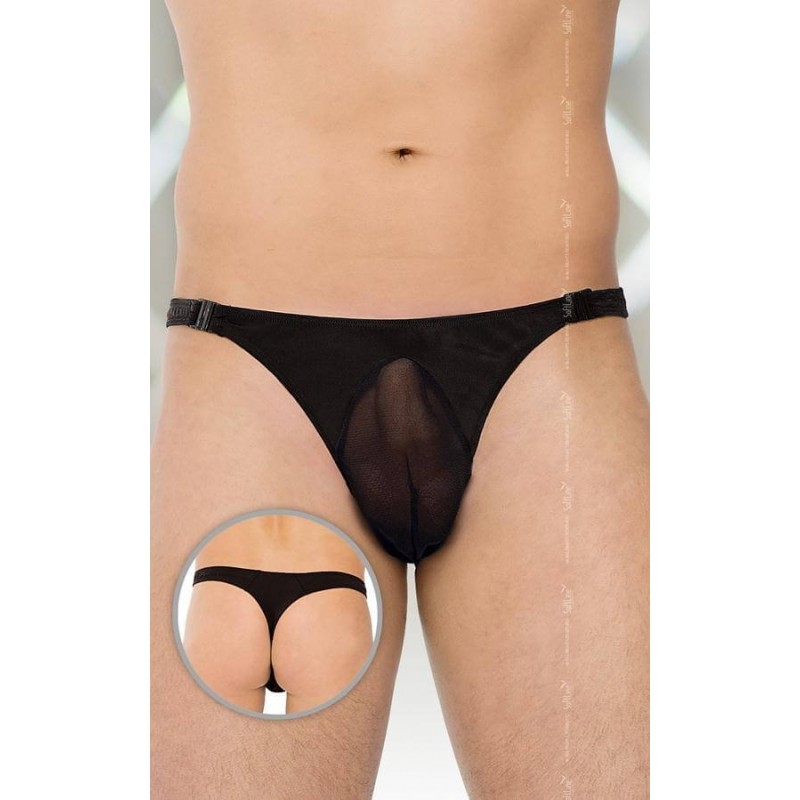 Tanga Striptease con Transparencia Negro 4502