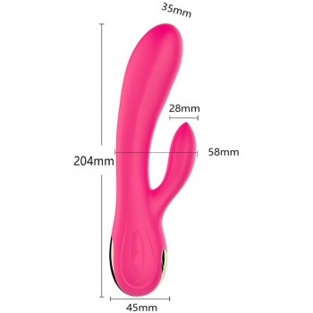 Petting Vibrador Doble Flexible Recargable Calor 7 modos + turbo