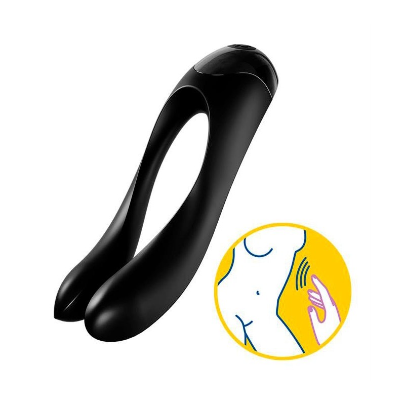 Satisfyer Candy Cane Negro Mini Vibrador Dedo 2 motoresRecargable 12 modos