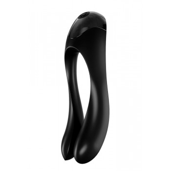 Satisfyer Candy Cane Negro Mini Vibrador Dedo 2 motoresRecargable 12 modos