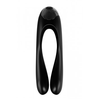 Satisfyer Candy Cane Negro Mini Vibrador Dedo 2 motoresRecargable 12 modos