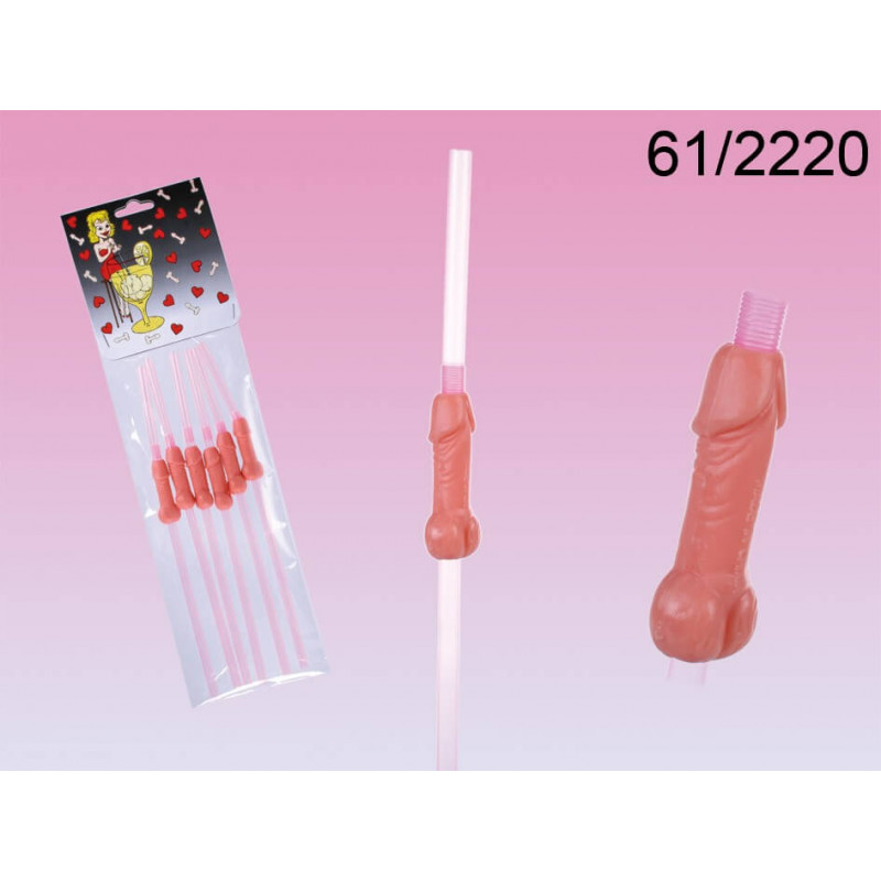 Pack de 6 pajitas de Pene